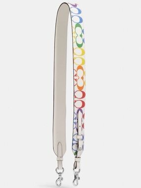 NWT Coach Strap in Rainbow Signature Canvas, Chalk Multi